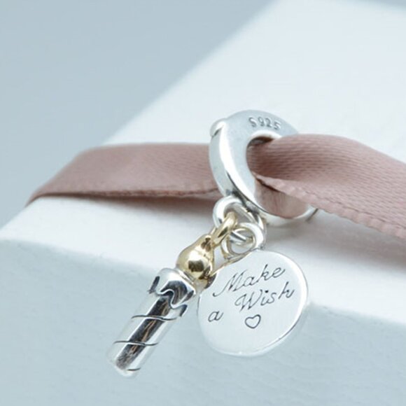 🌞📖Pandora Two-tone Birthday Candle Dangle Charm - Picture 1 of 4